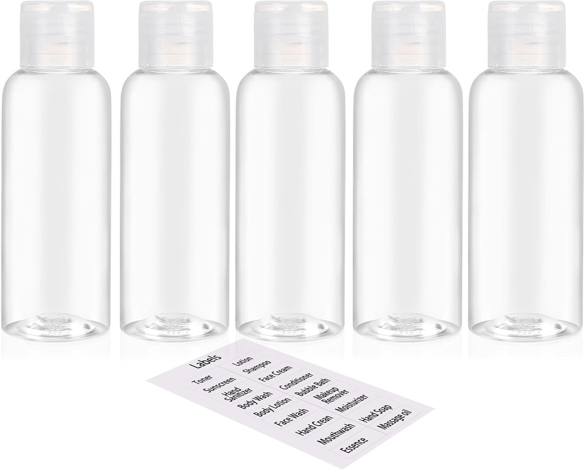 DNSEN 5 Pack 3.4oz Empty Plastic Travel Bottles for Toiletries