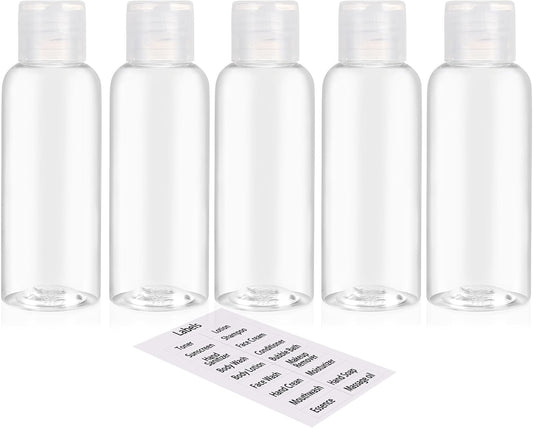 DNSEN 5 Pack 3.4oz Empty Plastic Travel Bottles for Toiletries