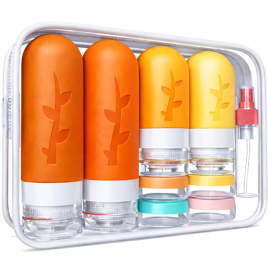 18pack Travel Bottles for Toiletries:Silicone TSA Approved-Containers for Toiletries,Leak Proof Refillable Liqus Shampoo And Conditioner Essentials toiletry Bottles
