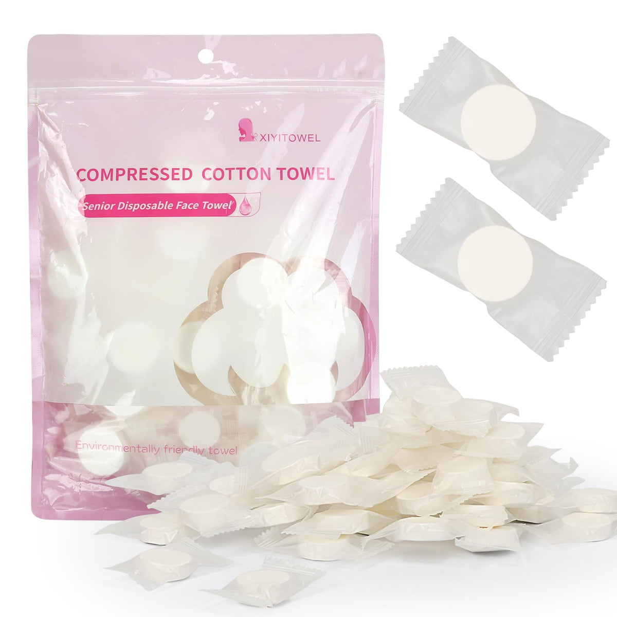 Compressed Towel Tablets- 100 PCS Disposable Portable Face Towels,8.7x 8 in