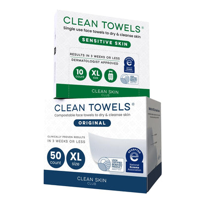 Reduces Fine Lines and Wrinkles in 6 weeks or Less, CLEAN SKIN CLUB Healthy Aging Clean Towels® XL, Disposable Face Towels, XL - 1 Pack (50 count)