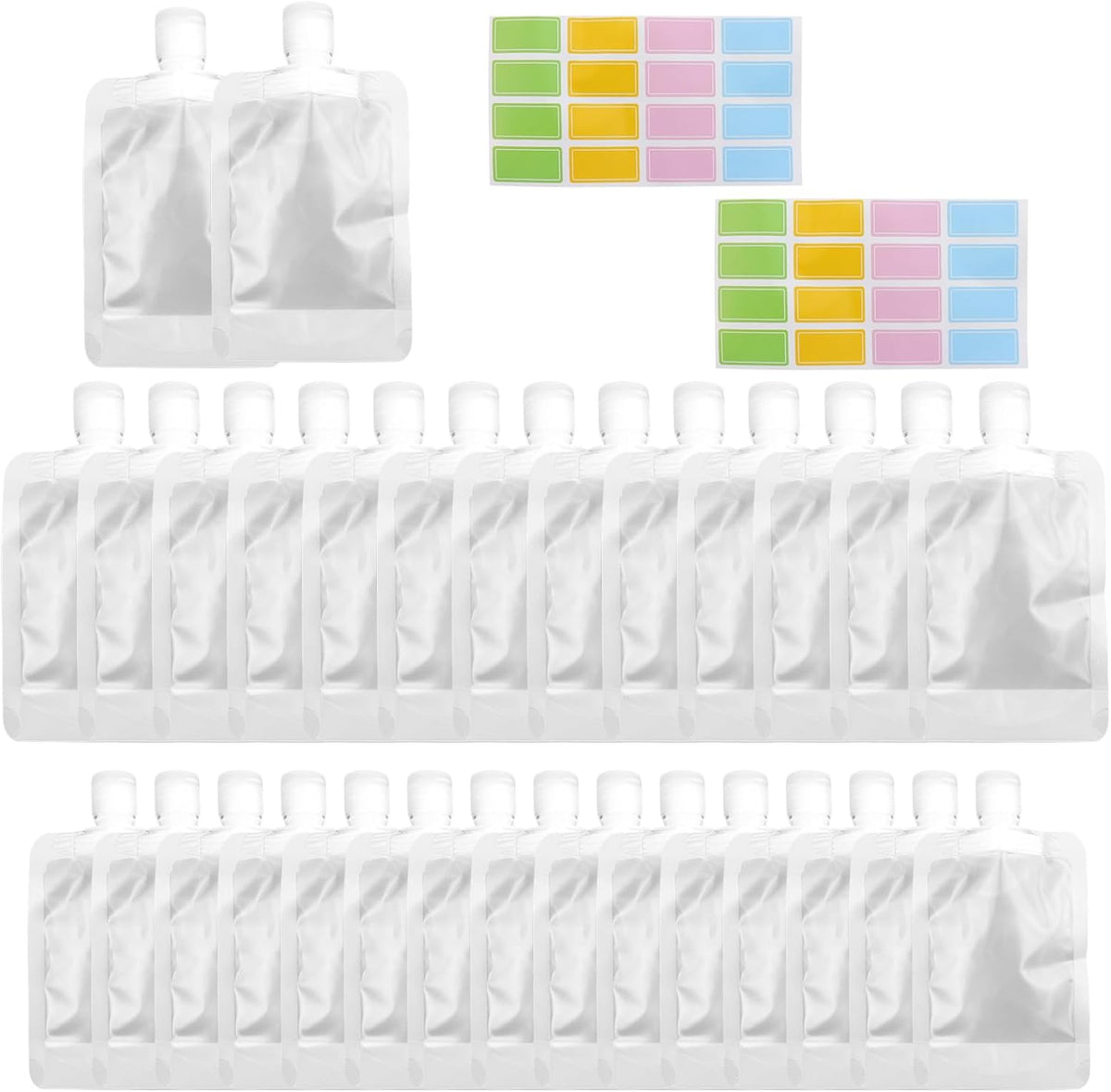 15 Pcs Leak Proof Empty Squeeze Pouches, 1 oz, 1.7 oz and 3.5 oz