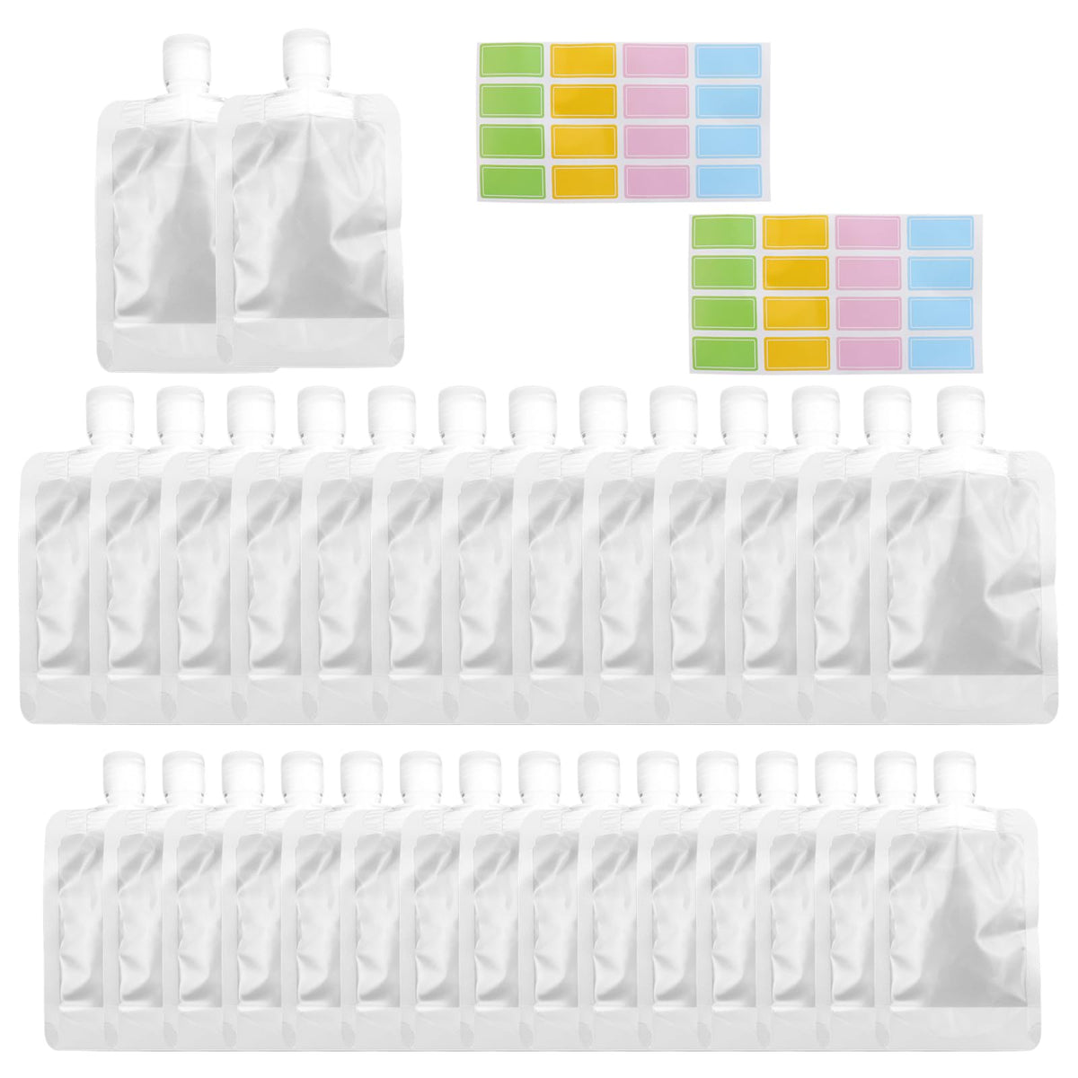 15 Pcs Leak Proof Empty Squeeze Pouches, 1 oz, 1.7 oz and 3.5 oz