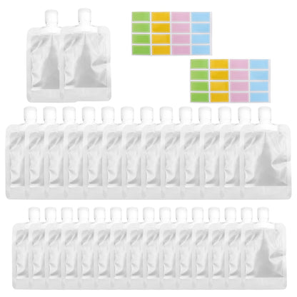 15 Pcs Leak Proof Empty Squeeze Pouches, 1 oz, 1.7 oz and 3.5 oz