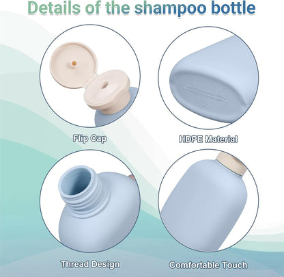 4 Pack 3.4 oz Travel Bottles, Plastic Travel Shampoo Bottles, Empty Plastic Squeeze Bottles with Flip Cap for Toiletries, Leakage-proof Travel Essentials Conditioner Bottle, Blue