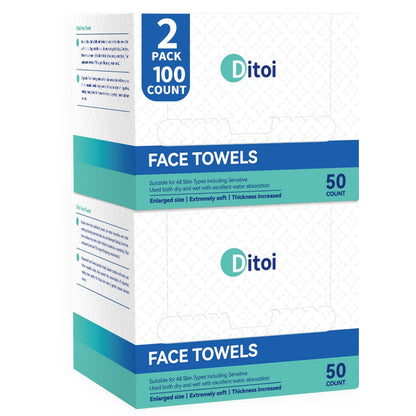 Ditoi Disposable Face Towels XXL, Soft Deep-Cleansing Face cloths,50 Count