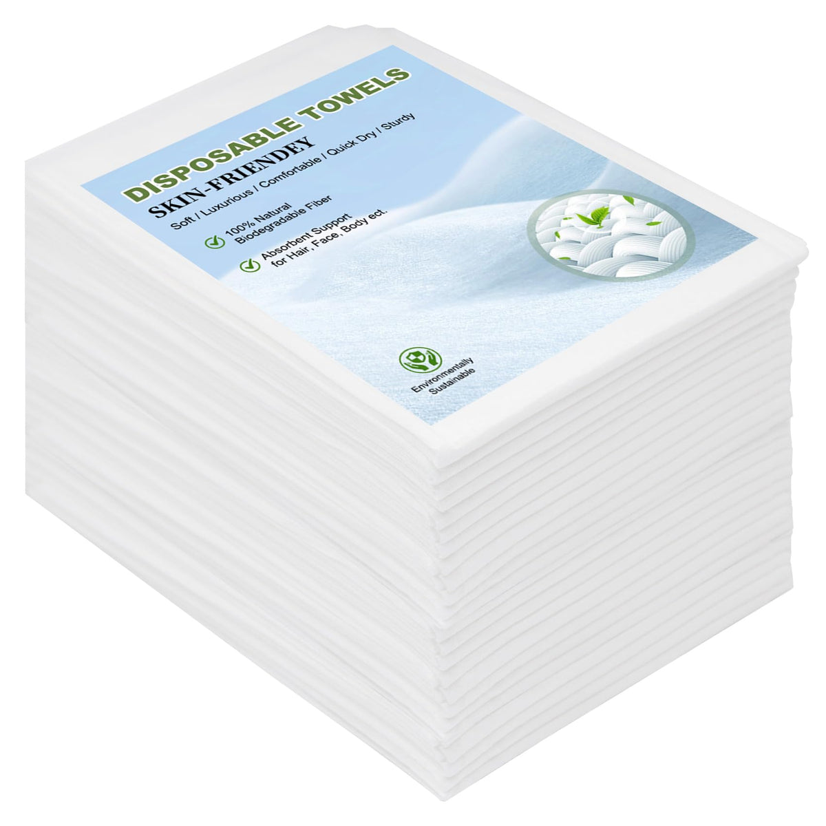 Disposable Towels 50 Count, 32"x16" Ultra Absorbent & Soft Disposable Body Towels, Single-Use Cleaning Towels, Suitable for Home, Salon, Travel, Comping, Gym, Pet, Bulk Towel