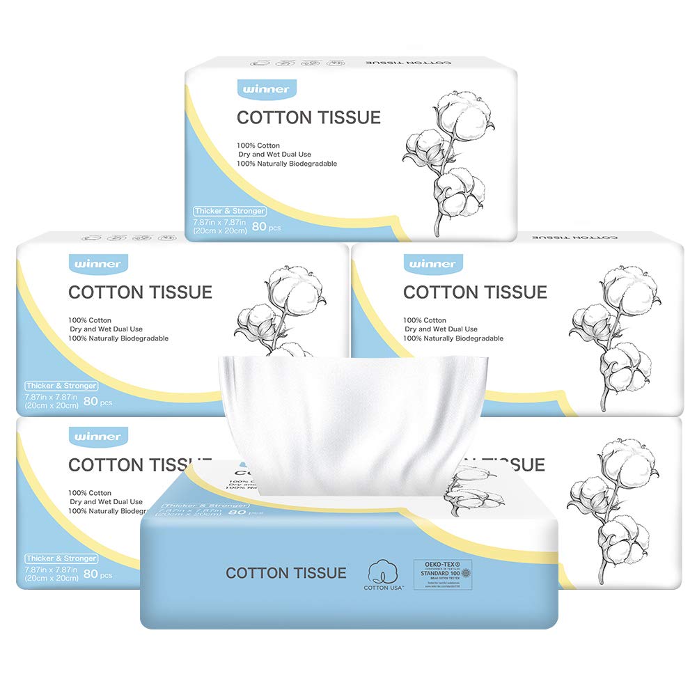 Winner Disposable Face Towels, 100% Cotton, 300 Count (Pack of 3)