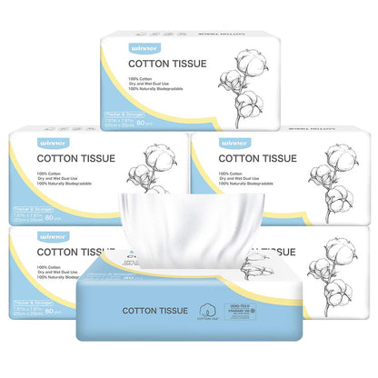 Winner Disposable Face Towels, 100% Cotton, 300 Count (Pack of 3)