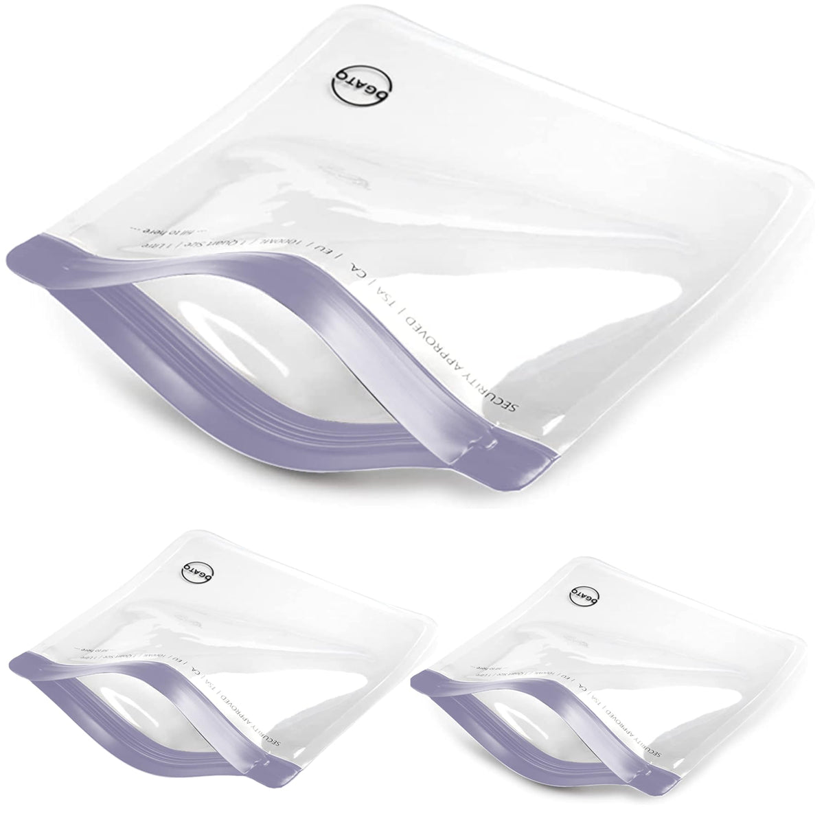 Ogato Clear Toiletry Bag, TSA Approved, 3-1-1 Compliant, Quart Size, 3-Pack