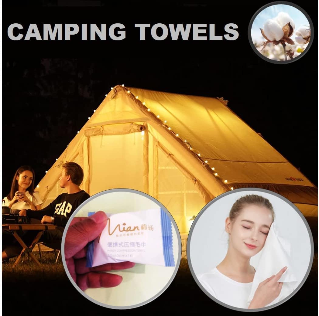 QUALIALL Premium Extra Large and Thick (23.6" X 11.8") Pure Cotton Disposable Washcloths, Portable Travel Towels Wash Cloth for Camping Hiking Backpacking or Traveling