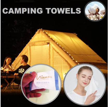 QUALIALL Premium Extra Large and Thick (23.6" X 11.8") Pure Cotton Disposable Washcloths, Portable Travel Towels Wash Cloth for Camping Hiking Backpacking or Traveling