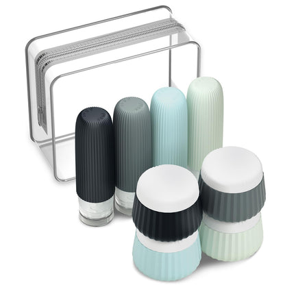 Mrsdry Travel Bottles 8 Pack, TSA Approved 3 oz Travel Containers with Clear Bag, Leak Proof Silicone Squeezable Essentials Jars