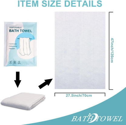 Disposable Bath Towels 5 PCS Large Portable Bath Towels for Travel,55 x 27.5 inch Soft Big Body Towel,Washcloth for Hiking Camping Hotel Bathroom, Individually Packed