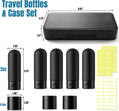8 Pack Travel Bottles for Toiletries with Case (Black)