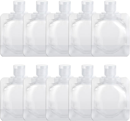 10Pcs Flat Travel Bottles 30ml Travel Pouches for Toiletries Shampoo