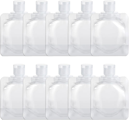 10Pcs Flat Travel Bottles 30ml Travel Pouches for Toiletries Shampoo