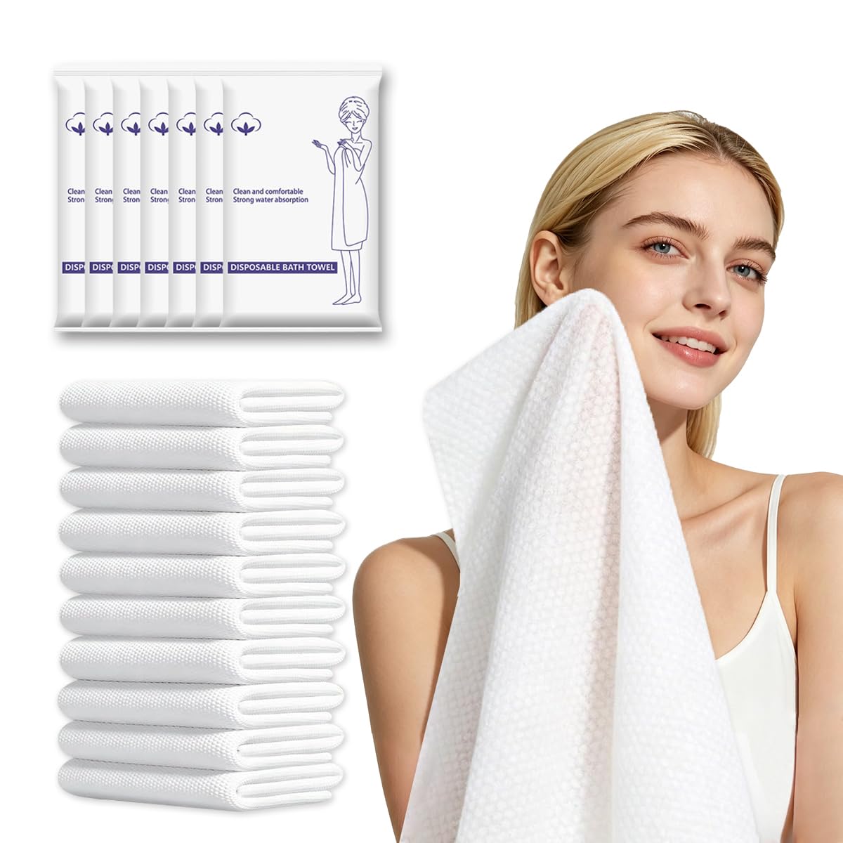 10 Pack Disposable Travel Bath Towels Sheets Extra Large 55"x27.5",Soft Disposable Dry Towel Washcloths Shower Towels for Body Travel Bathroom,Quick Dry Camping Towel Hair Swimming Gym Pet Towels