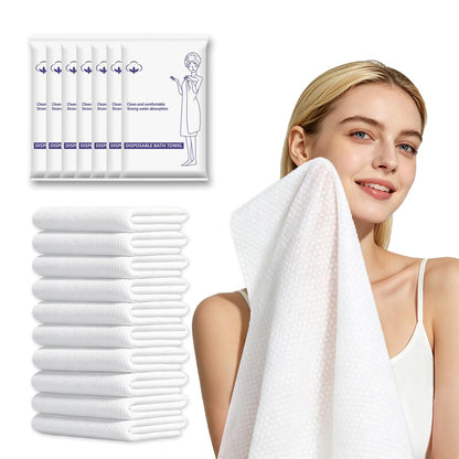 10 Pack Disposable Travel Bath Towels Sheets Extra Large 55"x27.5",Soft Disposable Dry Towel Washcloths Shower Towels for Body Travel Bathroom,Quick Dry Camping Towel Hair Swimming Gym Pet Towels
