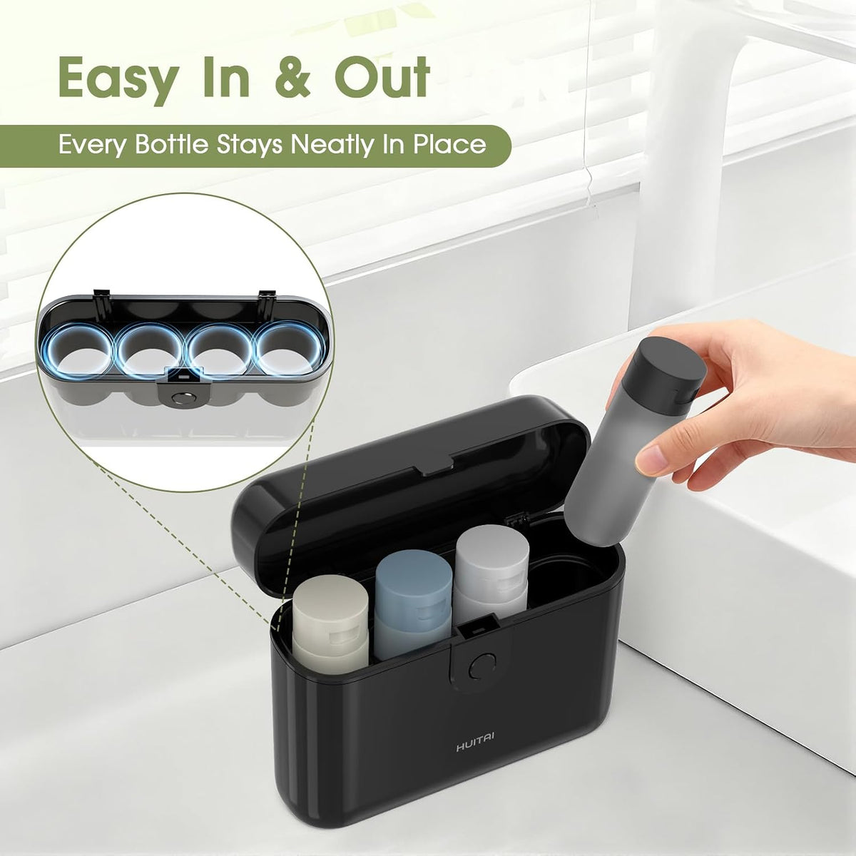 Travel Bottles TSA 4x2oz With Case Leak-Proof Black