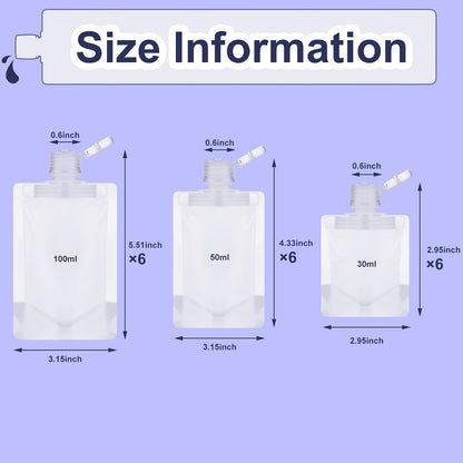 Outus 18 Pcs Travel Pouches for Toiletries, 30/50/100 ml