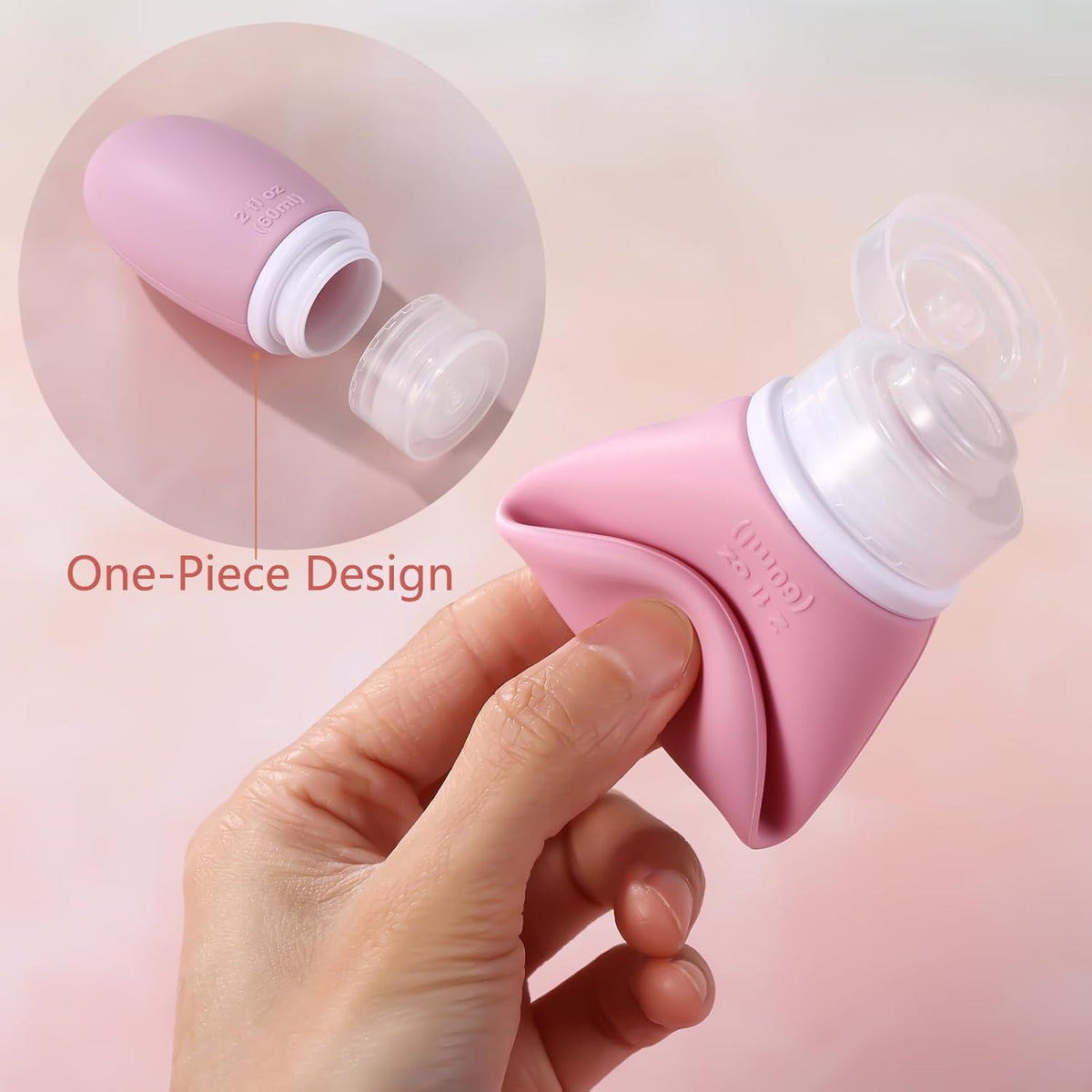 LIYUABU Leak Proof Silicone Travel Bottles,4 Pack 2oz Liquid Squeezable Refillable Portable Accessories/Cosmetic Containers,BPA Free,Travel Size Bottles for Toiletries Shampoo Conditioner Lotion