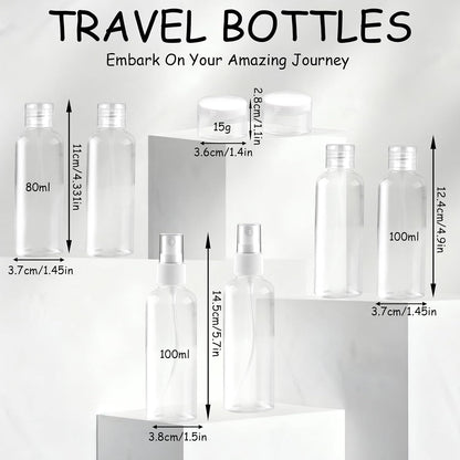 Ninsula 8Pcs Travel Bottles Set, TSA Approved Travel Size Toiletries, Reusable Leak Proof Cosmetic Containers for Shampoo, Conditioner, Cream -Women Men Travel Essentials