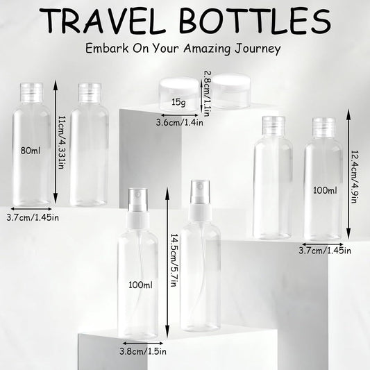 Ninsula 8Pcs Travel Bottles Set, TSA Approved Travel Size Toiletries, Reusable Leak Proof Cosmetic Containers for Shampoo, Conditioner, Cream -Women Men Travel Essentials