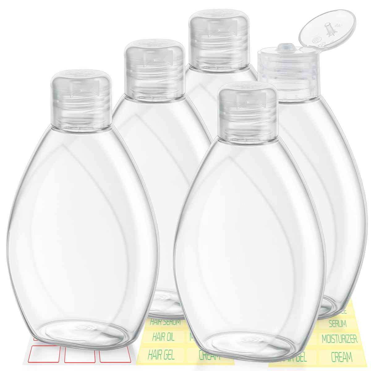Travel Bottles for Toiletries 5 Pack 2oz TSA Approved Squeeze Bottle