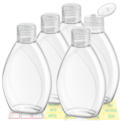 Travel Bottles for Toiletries 5 Pack 2oz TSA Approved Squeeze Bottle