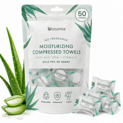 Eucalyptus & Mint Compressed Towels for Travel & Camping – Antibacterial Instant Expandable Face Towels, Biodegradable Disposable Cotton, Pack of 25
