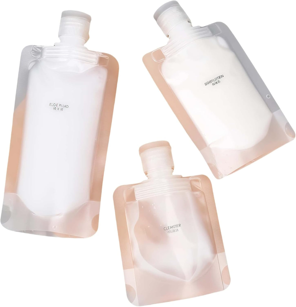10 Pack Travel Pouches for Toiletries, Size Portable Containers,Stand Up Pouch,Refillable Travel Accessories for Shampoo Conditioner (100ML/3.4OZ/10piece)