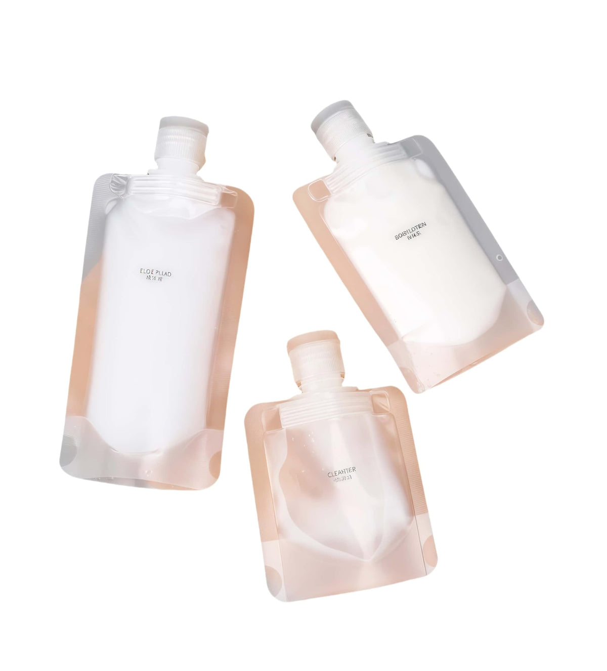 10 Pack Travel Pouches for Toiletries, Size Portable Containers,Stand Up Pouch,Refillable Travel Accessories for Shampoo Conditioner (100ML/3.4OZ/10piece)