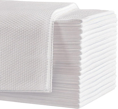 50-Count Disposable Bath Hair Towels, 19.7" x 27.6" Thickened and Absorbent Salon & Spa Towels for Massage Yoga Camping Trips (White)