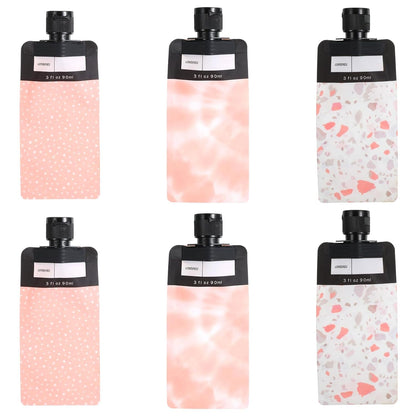 6 Pcs Refillable Travel Pouches, 3 oz Travel Pouches for Liquids TSA Approv