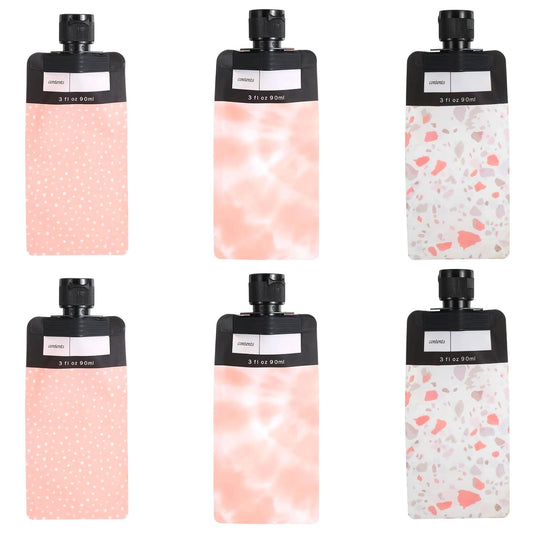 6 Pcs Refillable Travel Pouches, 3 oz Travel Pouches for Liquids TSA Approv