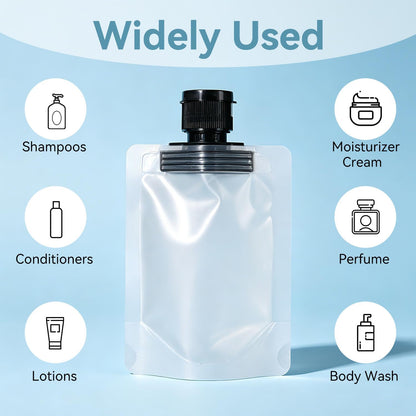 Travel Pouches for Toiletries,50ml Black Fluid Makeup Packing Bag Squeezable Refillable Clear Squeeze Pouch Bottle (6)