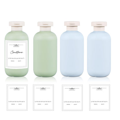 8.8 oz Plastic Travel Shampoo Bottles, Refillable Flip Cap Squeeze Bottles for Toiletries, Large Leakage-proof Travel Shampoo and Conditioner Container (Blue and Green)