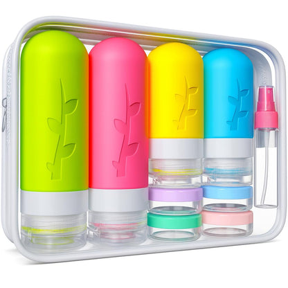 18pack Travel Bottles for Toiletries:Silicone TSA Approved-Containers for Toiletries,Leak Proof Refillable Liqus Shampoo And Conditioner Essentials toiletry Bottles
