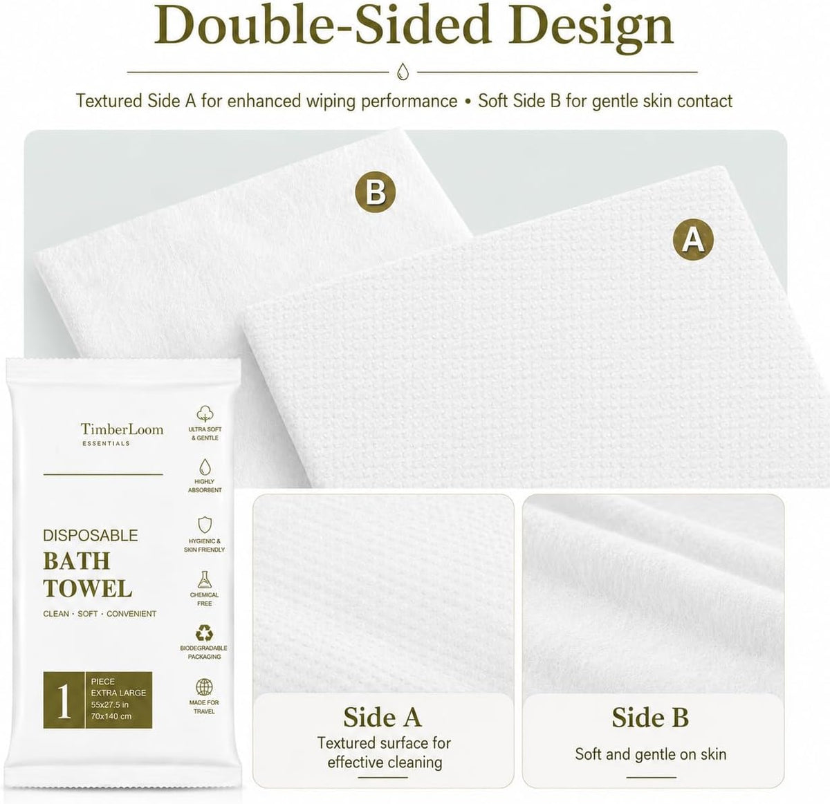 6 Pack Disposable Bath Towels for Travel 55" x 27.5" Large Individually Wrapped Travel Towel, Disposable Dry Body Towels Bulk for Shower Camping Hotel Bathroom Gym Hiking Family Vacation