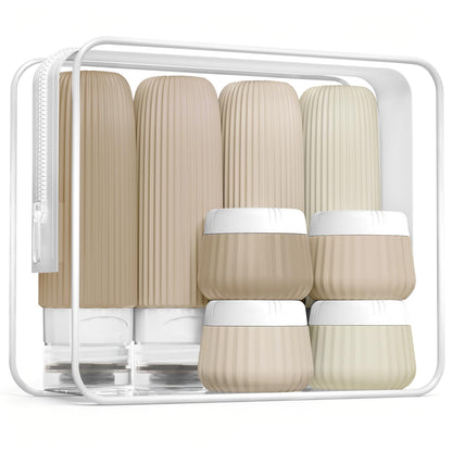 Mrsdry Travel Bottles 8 Pack, TSA Approved 3 oz Travel Containers with Clear Bag, Leak Proof Silicone Squeezable Essentials Jars