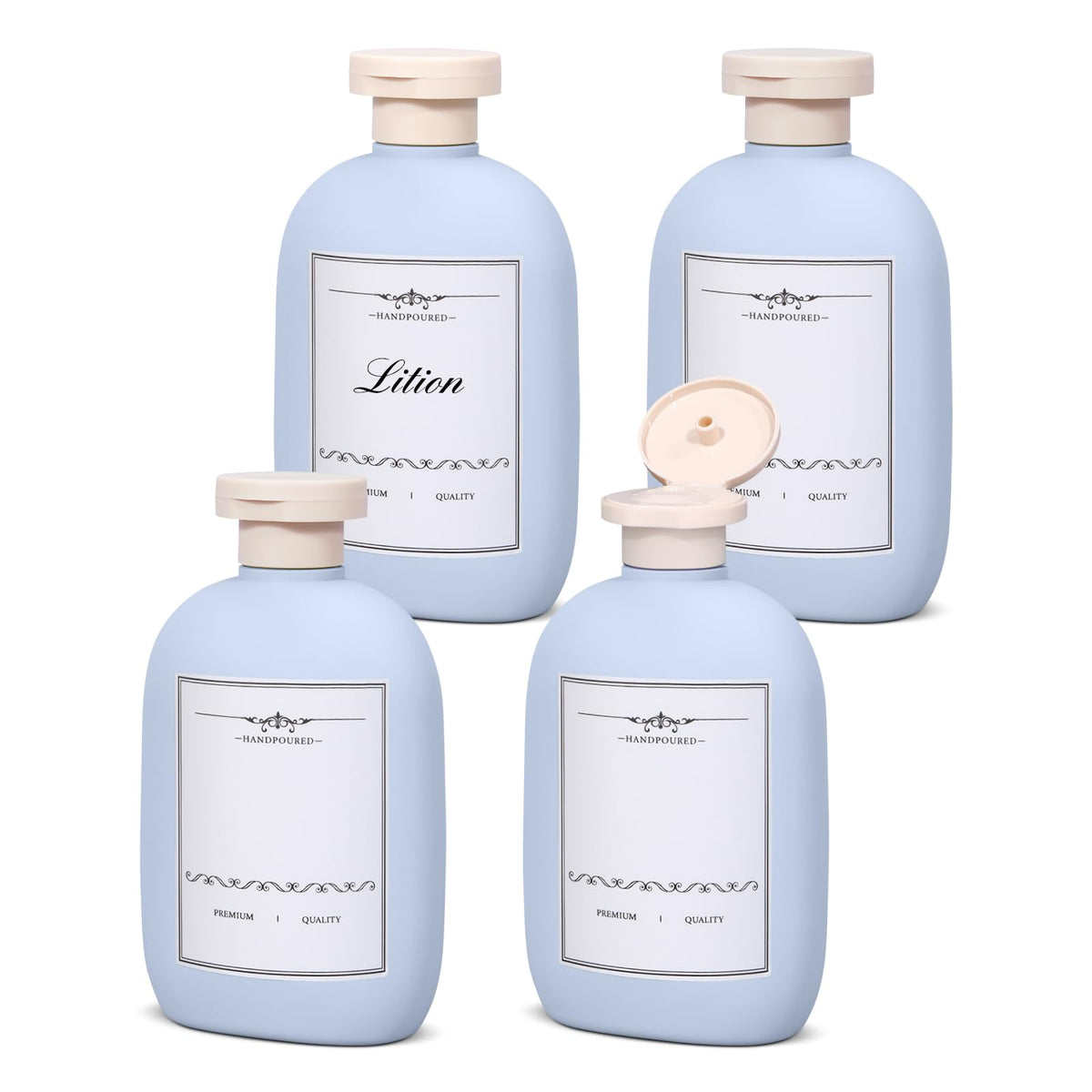 4 Pack 3.4 oz Travel Bottles, Plastic Travel Shampoo Bottles, Empty Plastic Squeeze Bottles with Flip Cap for Toiletries, Leakage-proof Travel Essentials Conditioner Bottle, Blue
