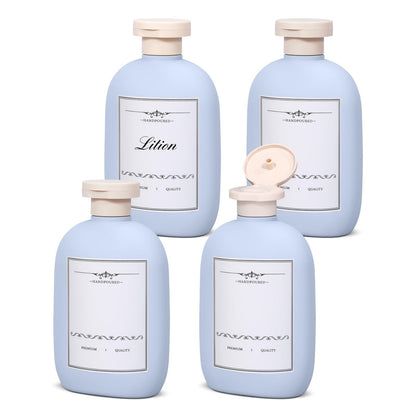 4 Pack 3.4 oz Travel Bottles, Plastic Travel Shampoo Bottles, Empty Plastic Squeeze Bottles with Flip Cap for Toiletries, Leakage-proof Travel Essentials Conditioner Bottle, Blue