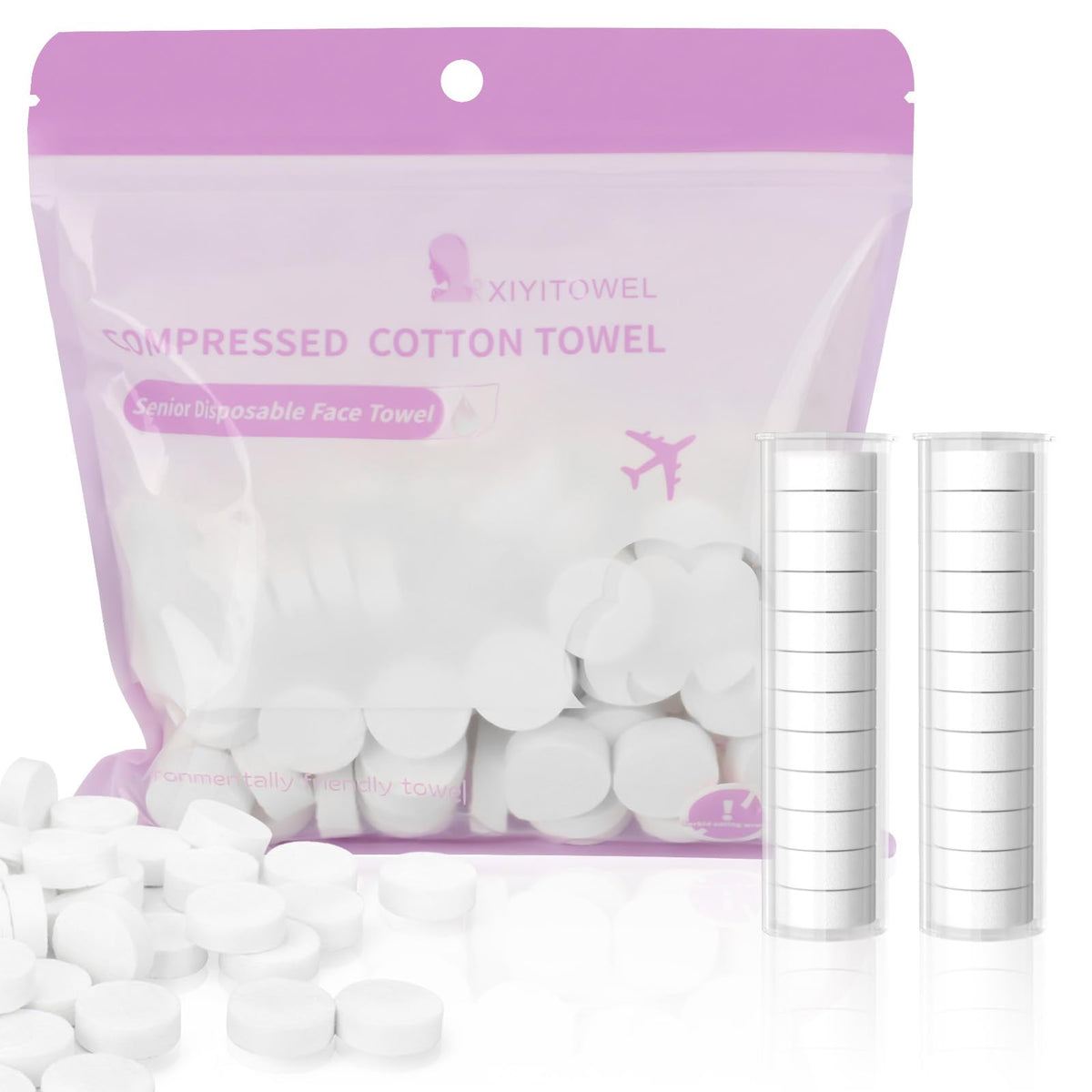 Compressed Towel Tablets- 100 PCS Disposable Portable Face Towels,8.7x 8 in
