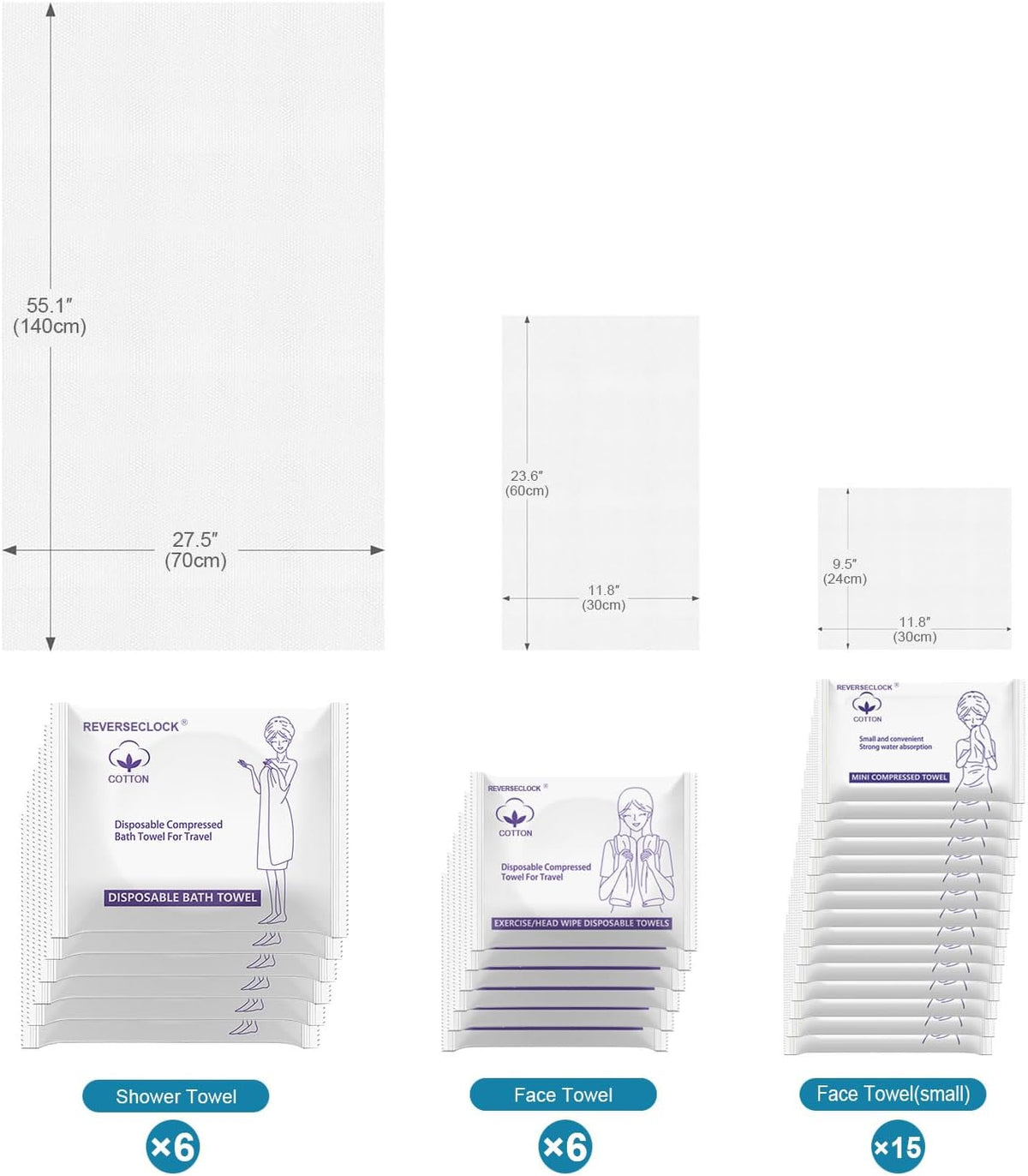 27 Pack Disposable Compressed Towels Set for Travel Portable Washcloths