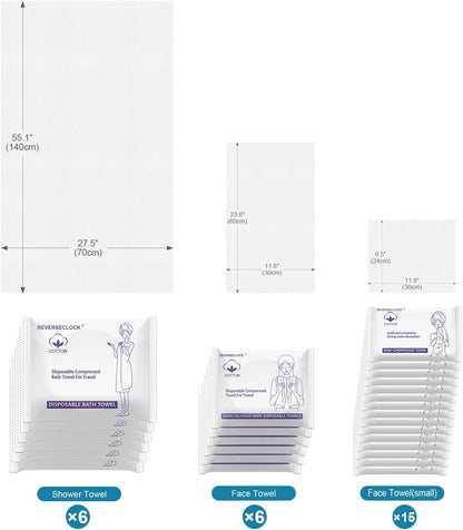 27 Pack Disposable Compressed Towels Set for Travel Portable Washcloths