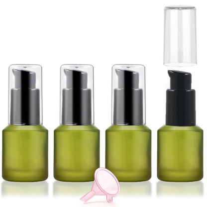30ml Frosted Glass Pump Bottle Dispenser, 4pcs 1oz Travel Bottle