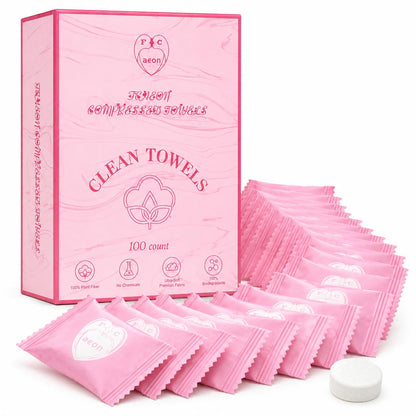 Compressed Towel Tablets, 100 Count Disposable Washcloths for Travel