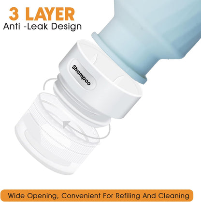 Laxen 5 Pack Travel Bottles for Toiletries with Clear Bag, Leak Proof, Refillable, TSA Approved Silicone Travel Containers for Shampoo and Conditioner, Travel Essentials Toiletry Bottles