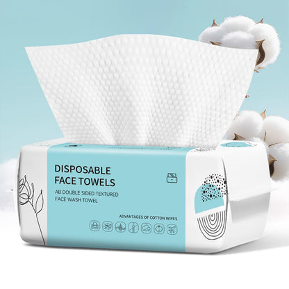 Face Towels, Disposable Face Towel 100 Count, Makeup Remover Dry Wipes, Soft Cotton Dry Wipes Facial Cloths Towelettes for Washing and Drying, Facial Tissue for Cleansing, Skincare